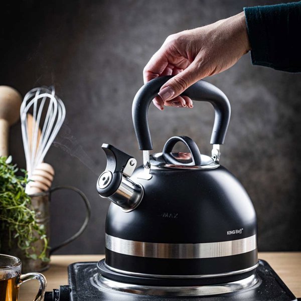 KingHoff Βραστήρας με Σφυρίχτρα KH-1858 1.8L Μαύρος
