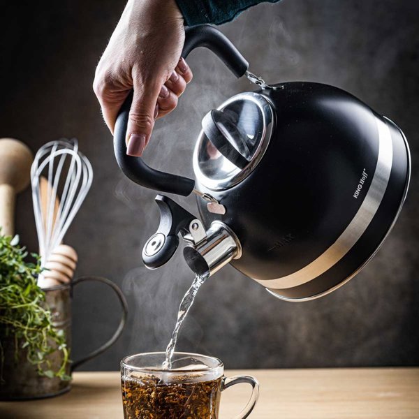 KingHoff Βραστήρας με Σφυρίχτρα KH-1858 1.8L Μαύρος