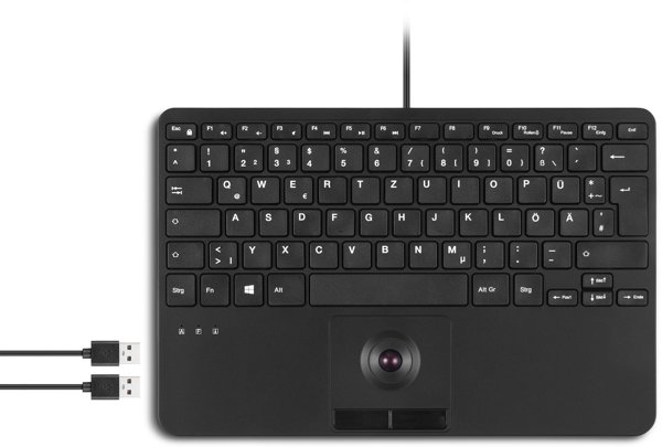 Perixx PERIBOARD-526 H Ενσύρματο Mini Πληκτρολόγιο με Trackball και USB Hub - Αγγλικό Layout