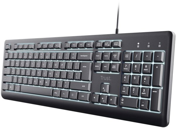 Trust Primo Illuminated Keyboard, Ενσύρματο Πληκτρολόγιο με Φωτισμό, Γερμανικό Layout (DE)