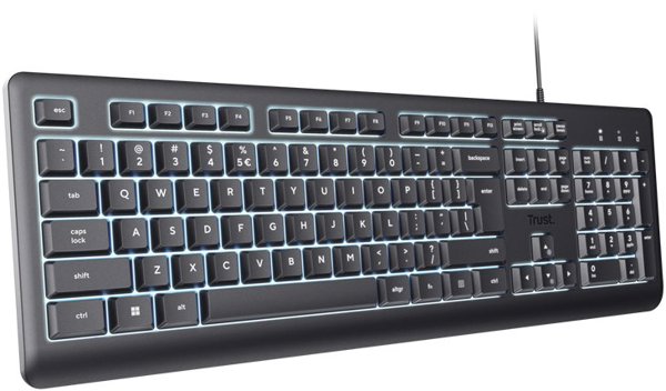 Trust Primo Illuminated Keyboard, Ενσύρματο Πληκτρολόγιο με Φωτισμό, Γερμανικό Layout (DE)