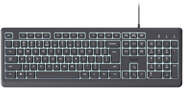 Trust Primo Illuminated Keyboard, Ενσύρματο Πληκτρολόγιο με Φωτισμό, Γερμανικό Layout (DE)