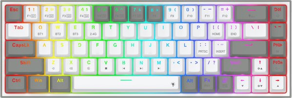 Redragon K631 RGB Castor Pro Ασύρματο Μηχανικό Πληκτρολόγιο USB/RF/Bluetooth, Λευκό/Γκρι