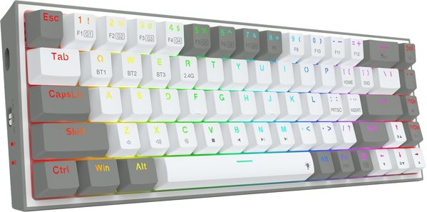 Redragon K631 RGB Castor Pro Ασύρματο Μηχανικό Πληκτρολόγιο USB/RF/Bluetooth, Λευκό/Γκρι