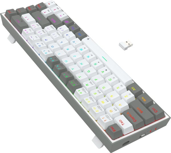 Redragon K631 RGB Castor Pro Ασύρματο Μηχανικό Πληκτρολόγιο USB/RF/Bluetooth, Λευκό/Γκρι
