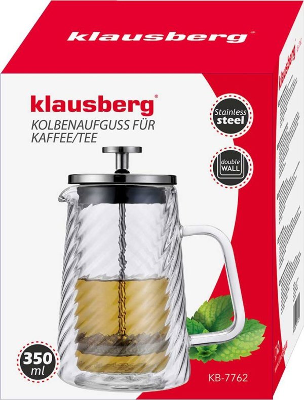Klausberg KB-7762 Γαλλική Πρέσα Καφέ και Τσάι 350ml - Ανοξείδωτο Θερμικό Έμβολο