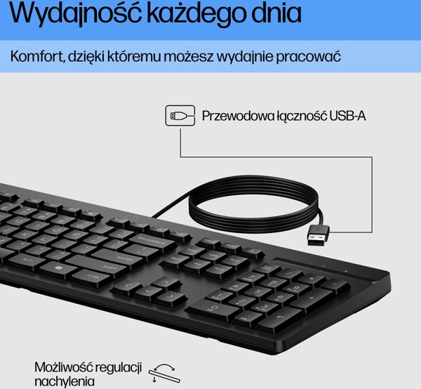 Ενσύρματο Πληκτρολόγιο HP 125 Wired Keyboard, Ελληνικό Layout, Μαύρο