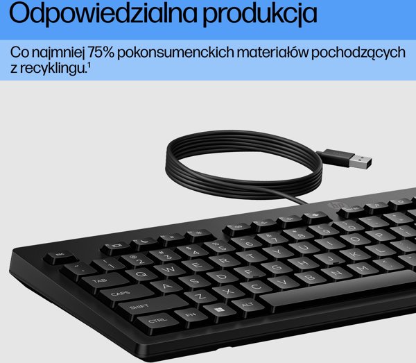 Ενσύρματο Πληκτρολόγιο HP 125 Wired Keyboard, Ελληνικό Layout, Μαύρο