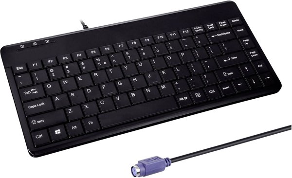 Perixx PERIBOARD-409P Ενσύρματο Mini Πληκτρολόγιο, PS/2, Γερμανική Διάταξη (DE), Μαύρο