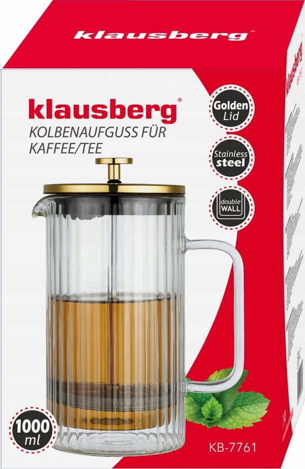 Klausberg KB-7761 Θερμός Καφέ και Τσαγιού Με Πιστόνι French Press 1000ml