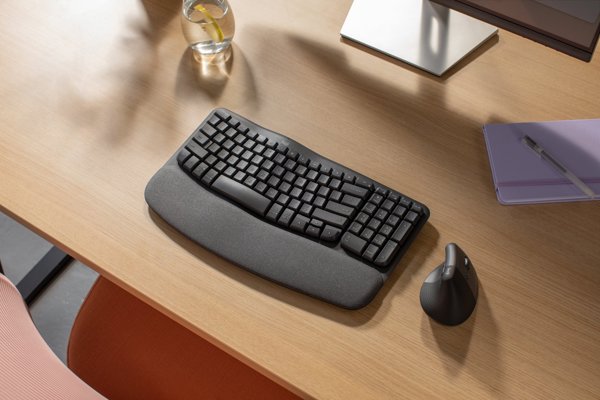 Logitech Wave Keys Ασύρματο Πληκτρολόγιο, Εργονομικός Σχεδιασμός, Γκρι (920-012292)