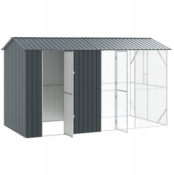 vidaXL Κλουβί για πουλιά με επέκταση ανθρακί 210x44x24,7 εκ. από χάλυβα