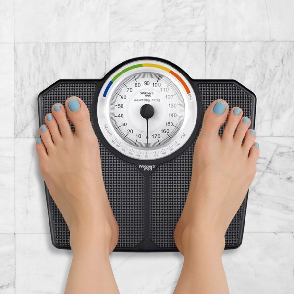 Klasyczna Waga Lazienkowa MECHANICZNA Analogowa do 180 KG CZARNA WEBBER BMI