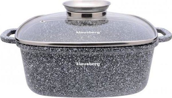 Klausberg KB-7529 Τετράγωνη Κατσαρόλα Μαρμάρινη Χυτό Αλουμίνιο 22cm 3.7L με Γυάλινο Καπάκι