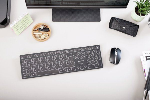 Klawiatura Cherry KW 9100 SLIM klawiatura RF Wireless + Bluetooth QWERTY angielski Czarny