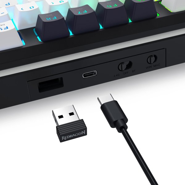 Redragon K746WB-RGB-PRO Μηχανικό Πληκτρολόγιο Gaming, RGB, USB, Wireless, Bluetooth, Μαύρο