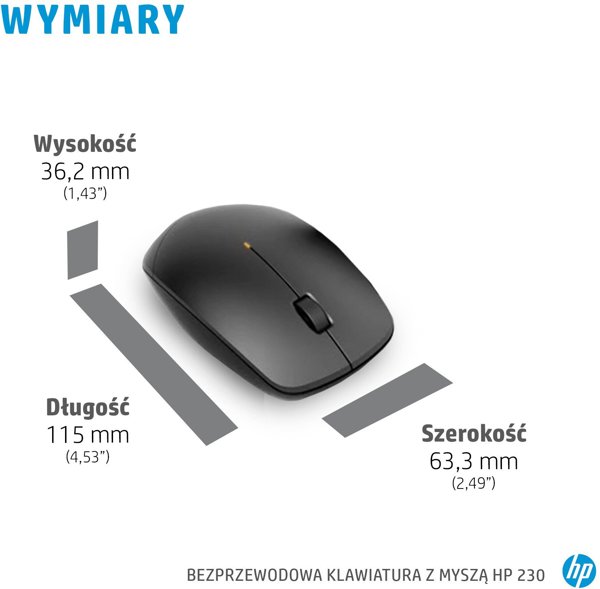 Klawiatura + mysz HP 230 Wireless Mouse and Keyboard Combo (18H24AA), Finnish