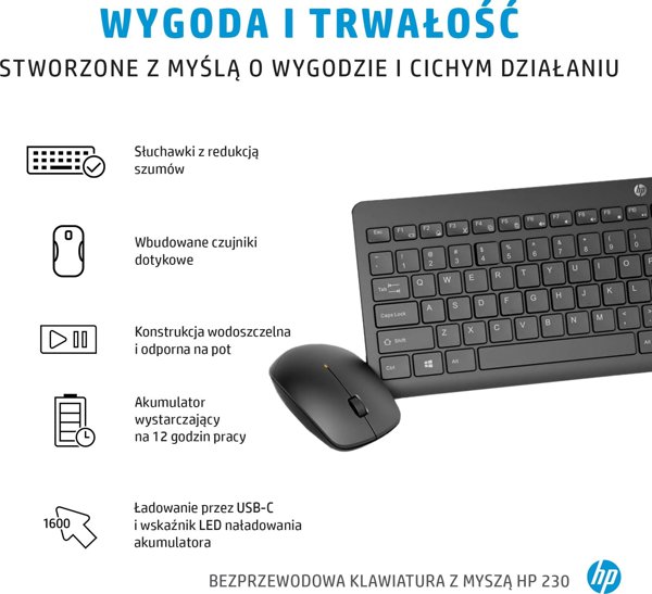 HP 230 Ασύρματο Σετ Πληκτρολόγιο και Ποντίκι, Λευκό, HP 230 Wireless Mouse & Keyboard Combo