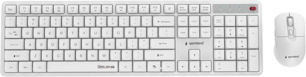 Gembird KBS-WMS-01-W Ασύρματο Σετ Πληκτρολόγιο και Ποντίκι Silent Pro Business, US Layout, Λευκό