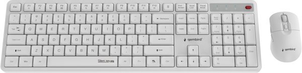 Gembird KBS-WMS-01-W Ασύρματο Σετ Πληκτρολόγιο και Ποντίκι Silent Pro Business, US Layout, Λευκό