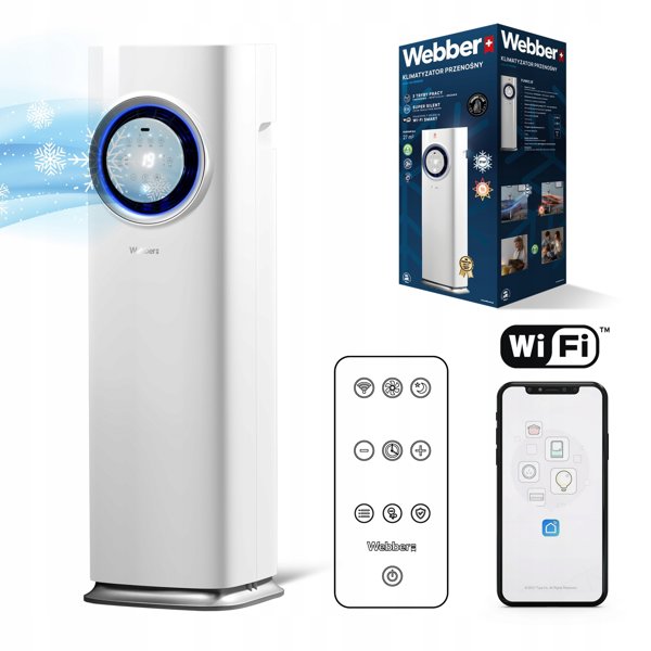 Φορητό ήσυχο κλιματιστικό 3 σε 1 Webber 1,7kW WiFi Αντλία θερμότητας θέρμανση