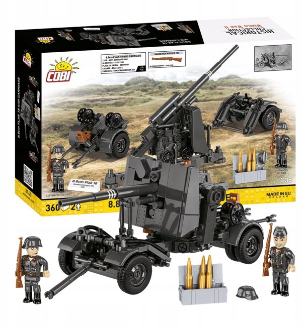 Klocki 8.8 cm Flak z wozkiem 360 klockow