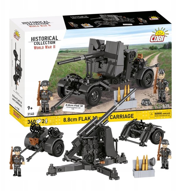 Klocki 8.8 cm Flak z wozkiem 360 klockow