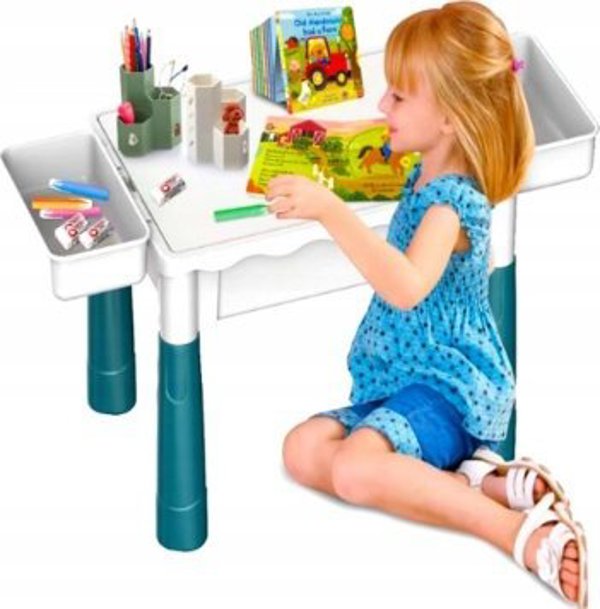 LeanToys Σετ Δομικά Τουβλάκια 197 Τεμαχίων με Παιδικό Τραπεζάκι και Καρεκλάκι