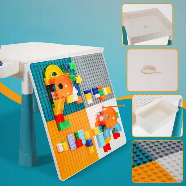 LeanToys Σετ Δομικά Τουβλάκια 197 Τεμαχίων με Παιδικό Τραπεζάκι και Καρεκλάκι