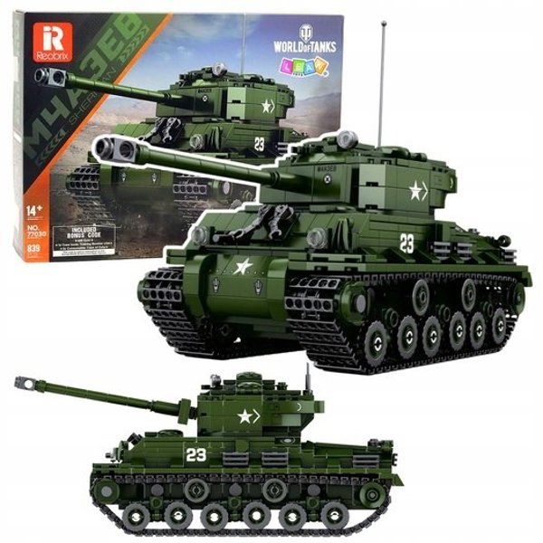 Δομικά Τουβλάκια Στρατιωκό Άρμα Sherman M4A3E8 Κλίμακα 1:30 839 τεμ.