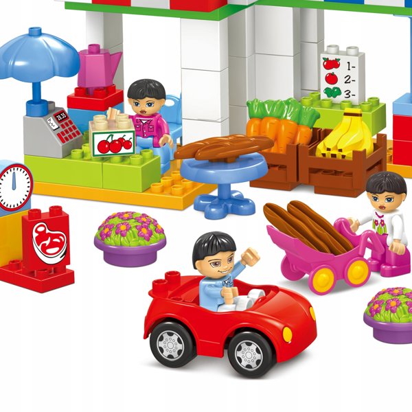 Klocki konstrukcyjne supermarket targ warzywny 138 elementÃ³w