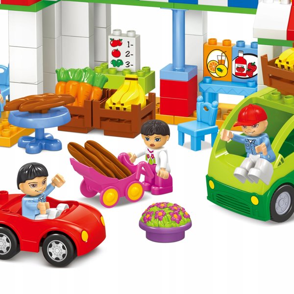 Klocki konstrukcyjne supermarket targ warzywny 138 elementÃ³w