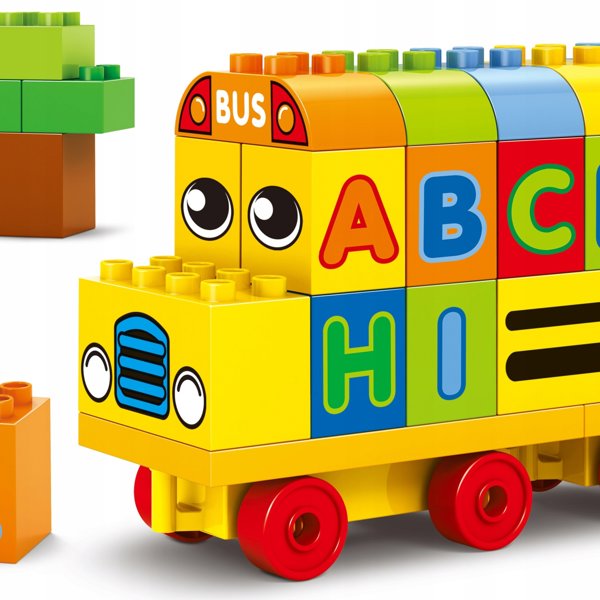 Klocki konstrukcyjne autobus edukacyjny literki 53 elementy