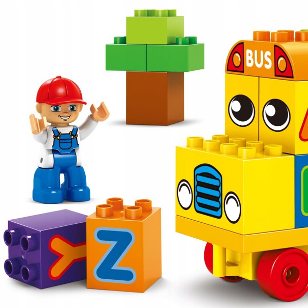 Klocki konstrukcyjne autobus edukacyjny literki 53 elementy