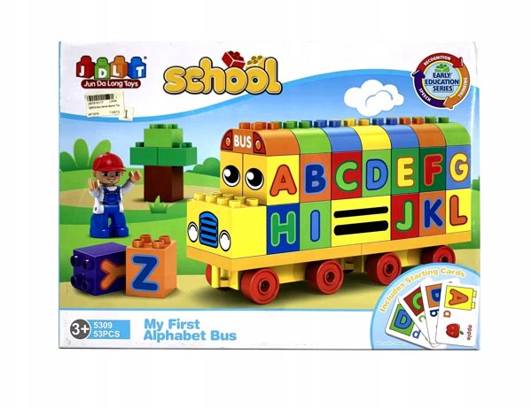 Klocki konstrukcyjne autobus edukacyjny literki 53 elementy