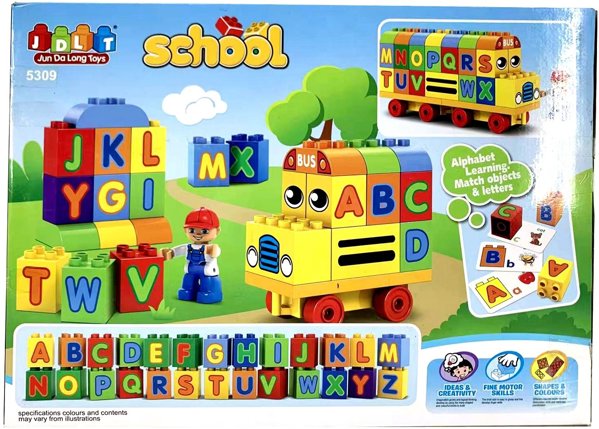 Klocki konstrukcyjne autobus edukacyjny literki 53 elementy