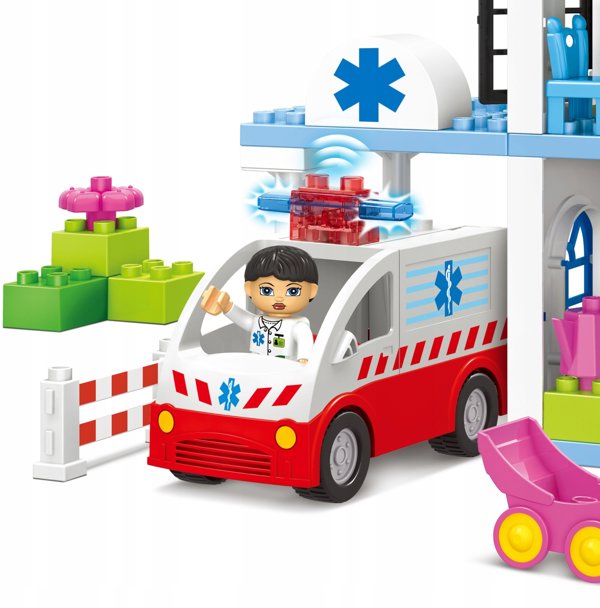 Klocki konstrukcyjne szpital z ambulansem 99 elementÃ³w