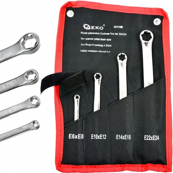 Klucze polerowane Oczkowe-Torx 4el.E6-E24(40)