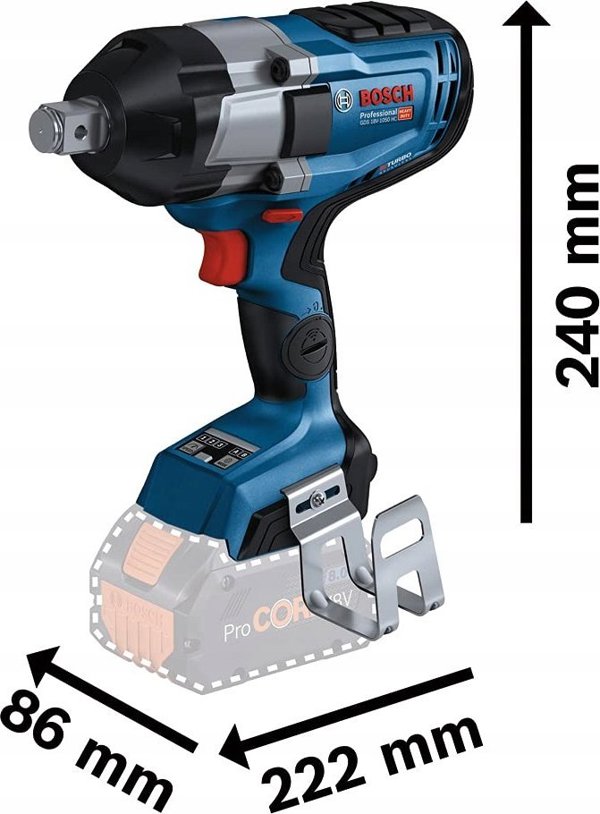 Bosch GDS 18V-1050 HC Professional Μπουλονόκλειδο Μπαταρίας 18V, BITURBO Brushless, Υποδοχή 3/4" (Solo - Χωρίς Μπαταρία & Φορτιστή)
