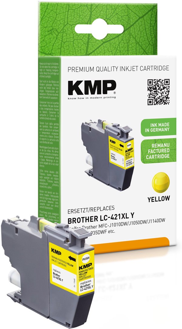 KMP Patrone Brother MFC-J1010DW LC421XLY yellow 500S. 7ml remanufactured