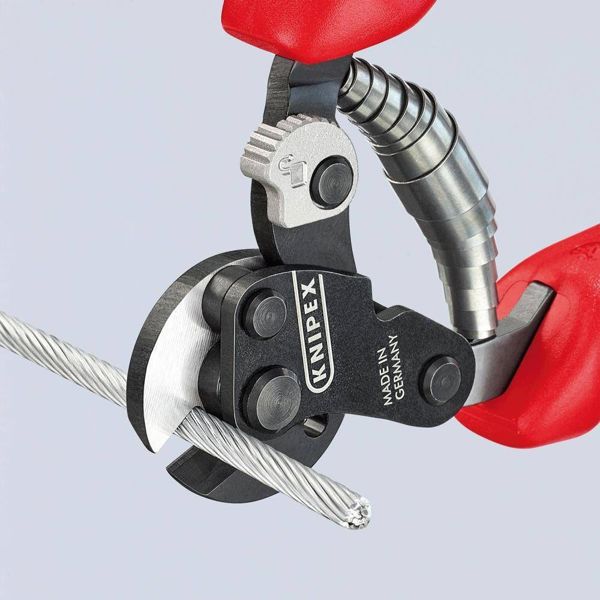 Knipex Ψαλίδι Συρματόσχοινων, 190mm, Για Χαλύβδινα Καλώδια Έως Ø 4mm, Χάλυβας Χρωμίου-Βαναδίου, Πλαϊνή Κοπή