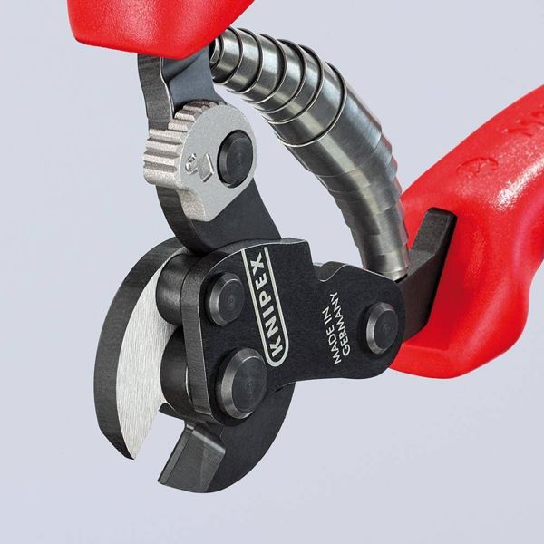 Knipex Ψαλίδι Συρματόσχοινων, 190mm, Για Χαλύβδινα Καλώδια Έως Ø 4mm, Χάλυβας Χρωμίου-Βαναδίου, Πλαϊνή Κοπή