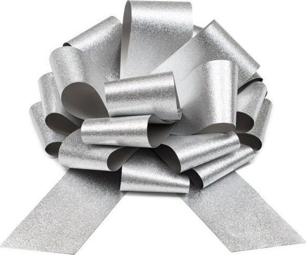 Slowmoose Διακοσμητικός Φιόγκος DIY, Ασημί Χρώμα, 30εκ