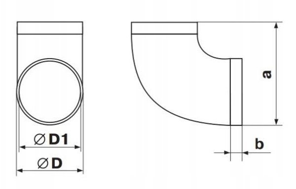 Γωνία αγωγού στρογγυλού 90° Φ100mm KO100-90