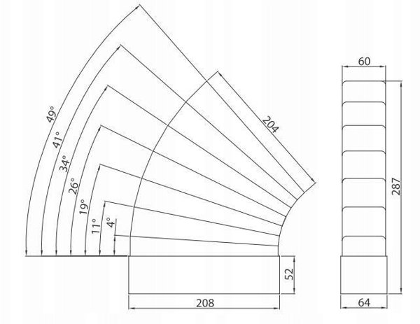 Kolano wielokatowe 110x55mm biale KP55-UNI