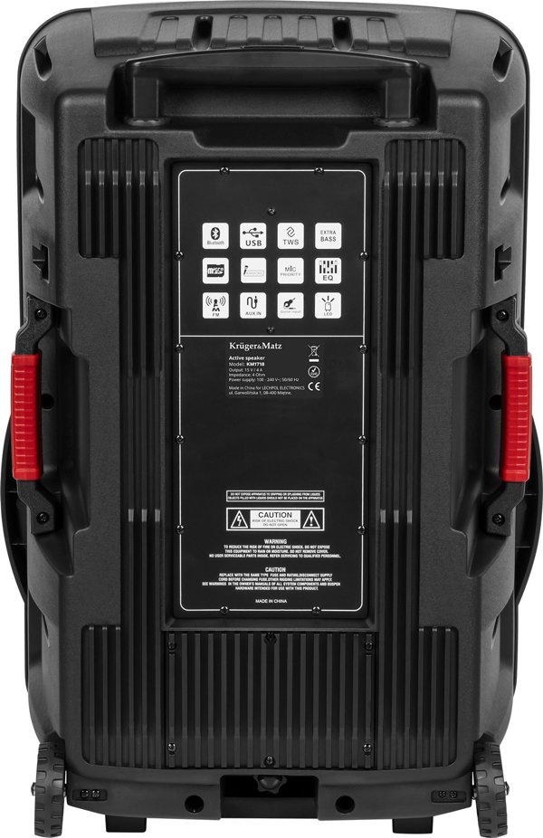 Kruger&Matz Ενεργή Στήλη Ηχείων 60W με Bluetooth, FM, USB, SD και 2 Ασύρματα Μικρόφωνα UHF