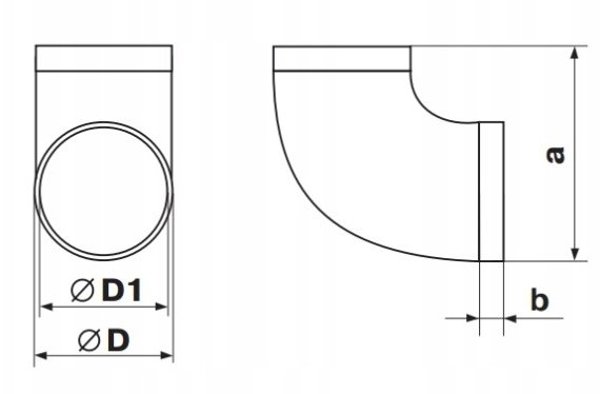 Kolano kanalu okraglego 90 stopni fi 150mm KO150-90