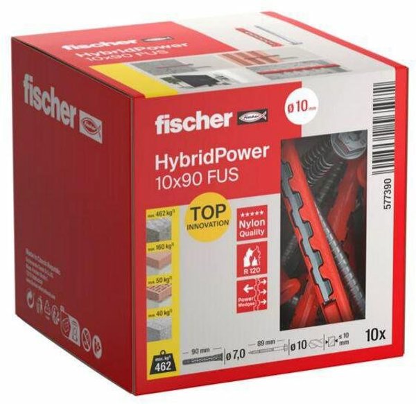 HybridPower Ούπα 10x90mm 2-συστατικών με εξαγωνικό κεφάλι TX40 / SW 13 FISCHER 10τεμ