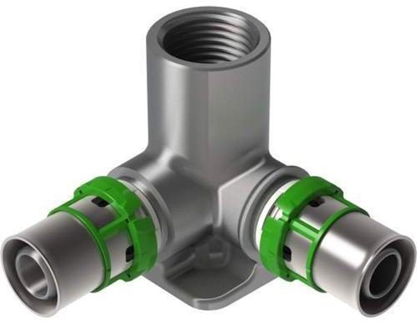 Comap Διπλή Πρεσαριστή Γωνία Τοίχου GW MultiSkin 16x1/2x16mm, Ορειχάλκινη/Γαλβανισμένη, H=53mm, 7471DGW161216