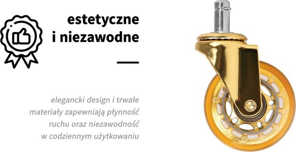 Activeshop Ρόδες Για Σκαμπό Roll Speed Χρυσές Με Πίεση, Σετ 5 Τεμαχίων